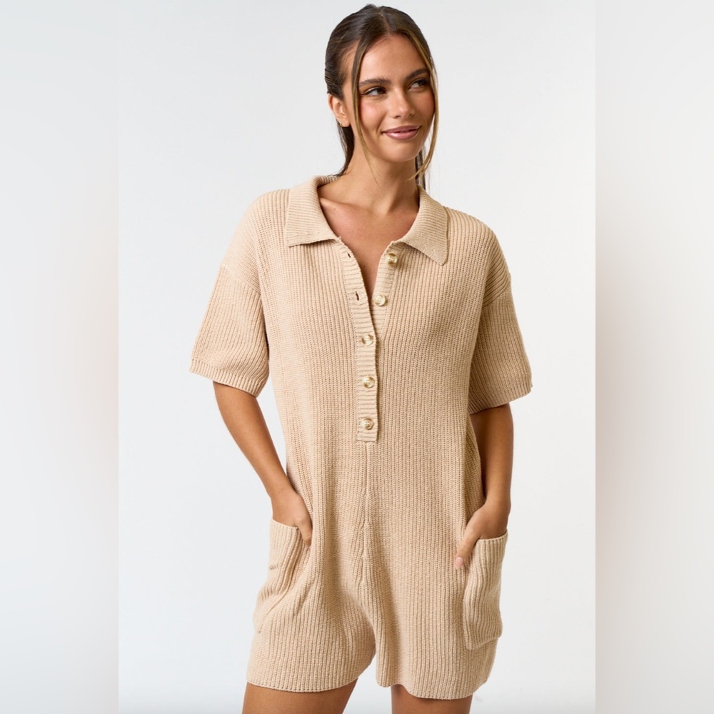 NWOT Button-up Pocket Sweater Romper